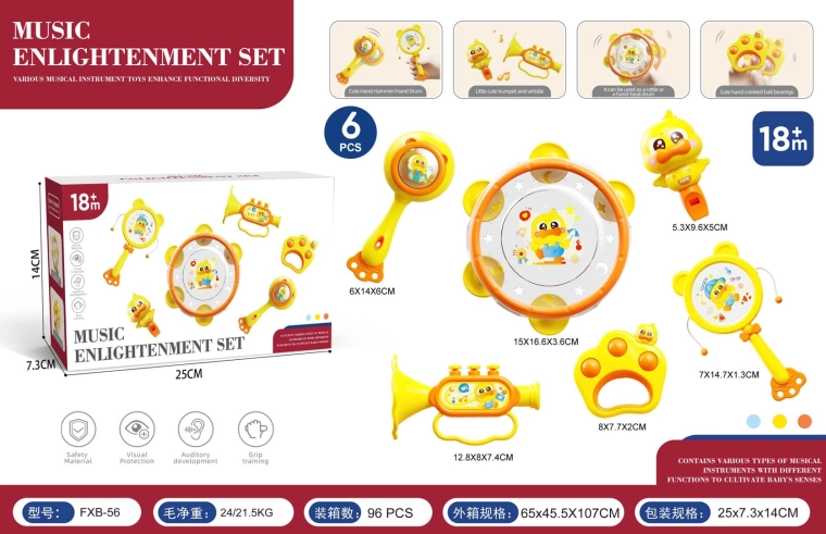 Set de instrumentos musicales infantiles con patito
