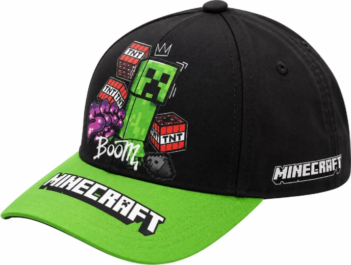 Gorra infantil Minecraft Creeper Boom negra y verde, 55 cm