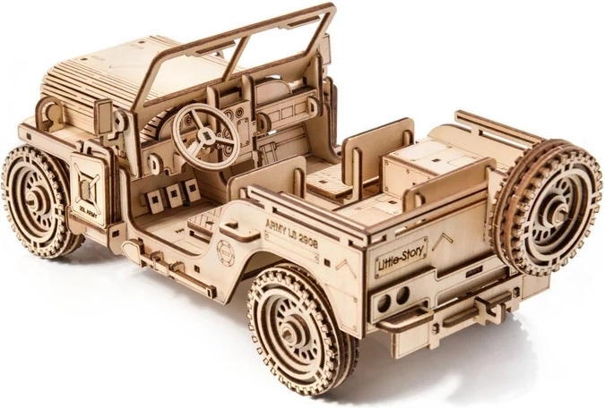 Modelo detallado de madera de un vehículo militar