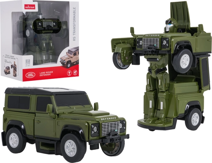 Coche y robot transformable 2 en 1 Land Rover Defender RASTAR verde