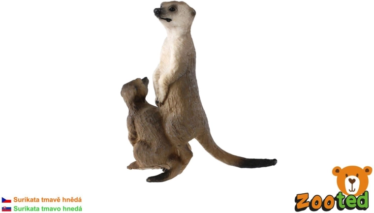 Suricata con cría, marrón oscuro
