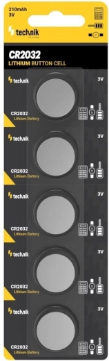 Pila de botón de litio Technik Platinum CR2032 3 V, paquete de 5 uds.