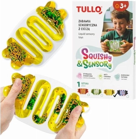Pelota sensorial antiestrés con líquido amarilla