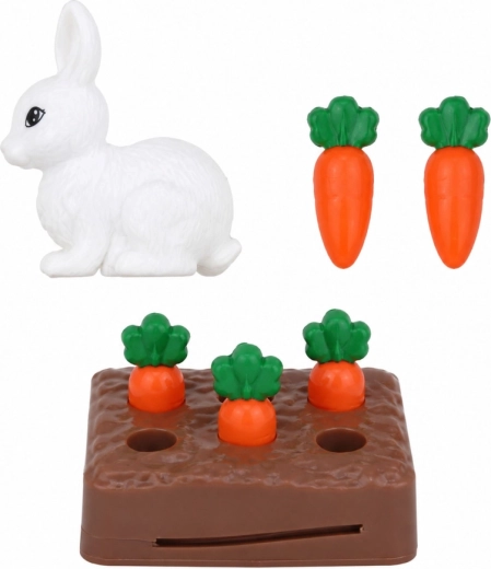 Conejito y zanahorias para juegos de cuidado