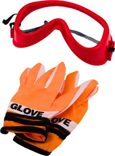 Gafas de protección y guantes para un juego seguro
