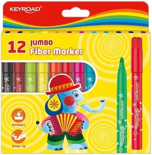 Rotuladores lavables KEYROAD Jumbo, 12 colores