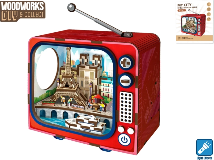 Maqueta de construcción de madera París con luz Woodworks