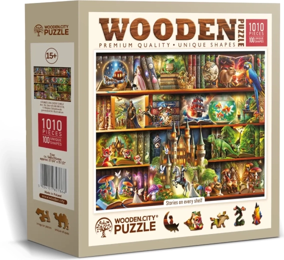 Puzzle de madera Wooden City Una historia en cada estantería – 1010 piezas