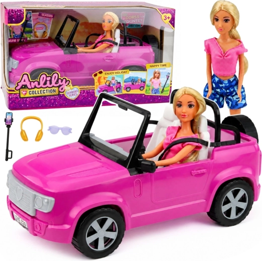 Muñeca Anlily en cabriolet con accesorios