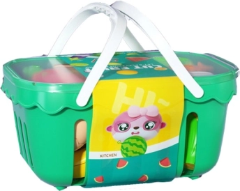 Cesta con frutas y verduras para cortar