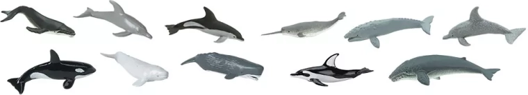 Mini figuras de ballenas y delfines con énfasis en el detalle