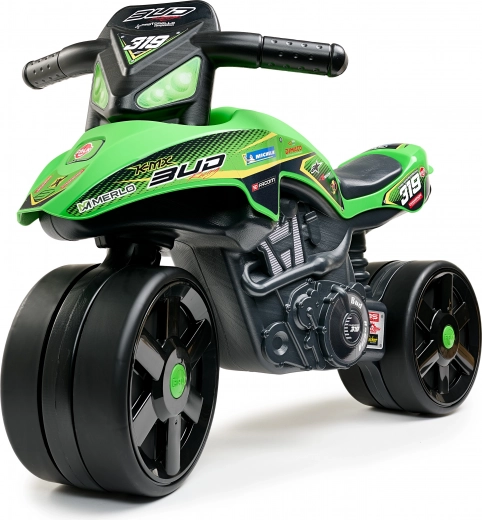 Moto correpasillos FALK Racing verde con ruedas anchas