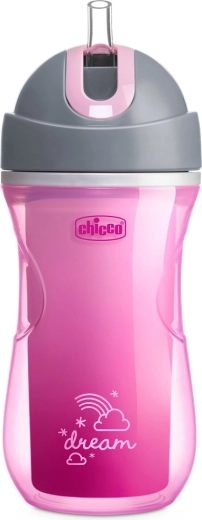 Vaso térmico deportivo Chicco con pajita 266 ml, azul (14m+)