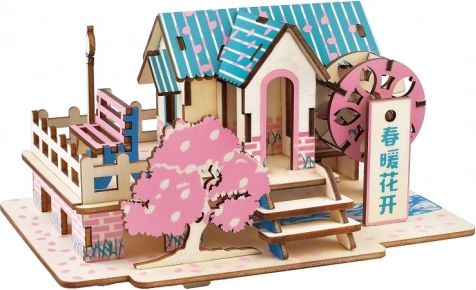 Woodcraft rompecabezas 3D de madera Casa de Primavera