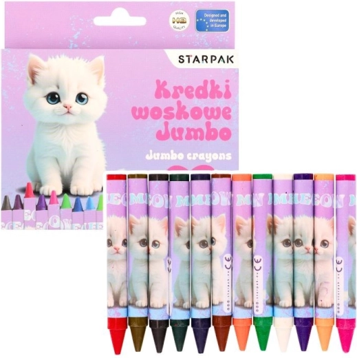 Jumbo ceras con motivo de Gatito, 12 colores - 1 pieza