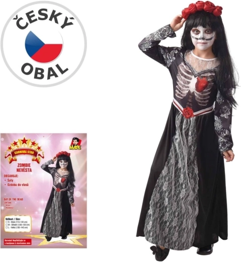 Vestido de carnaval de novia zombi para niñas, 130–140 cm