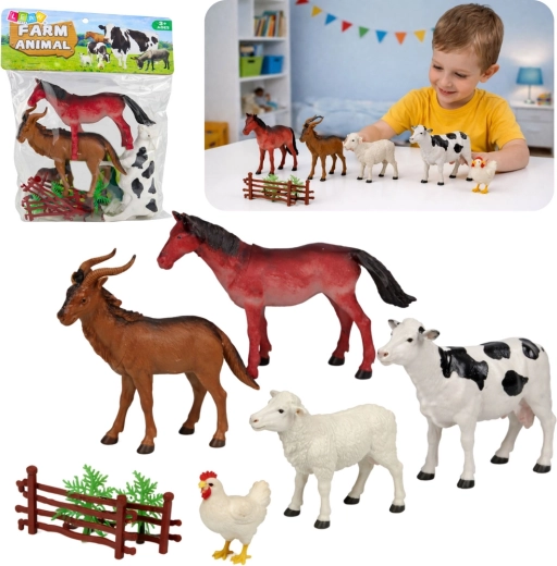 Set de figuras de animales domésticos y de granja - 13 piezas