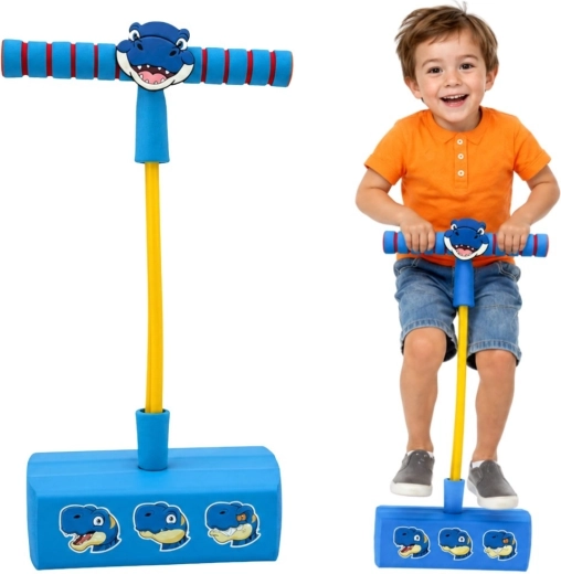 Woopie pogo saltarín de espuma para niños – dinosaurio azul
