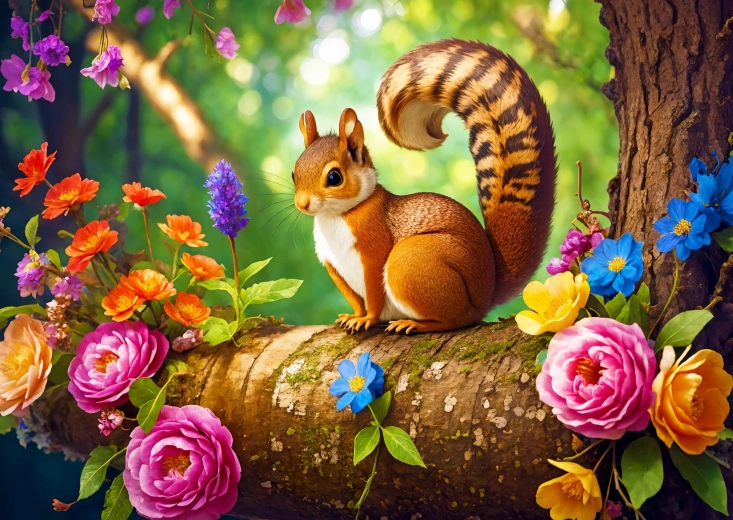 Puzzle Enjoy ardilla floreciente 1000 piezas
