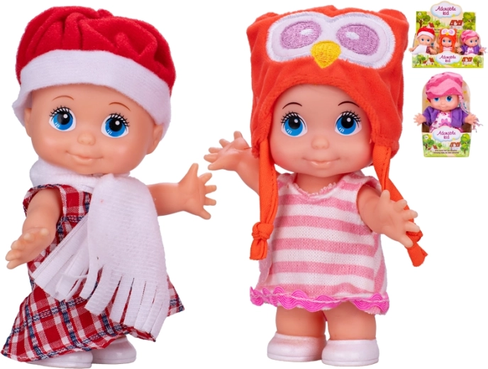 Muñeco bebé con cuerpo duro 13 cm, varios gorritos
