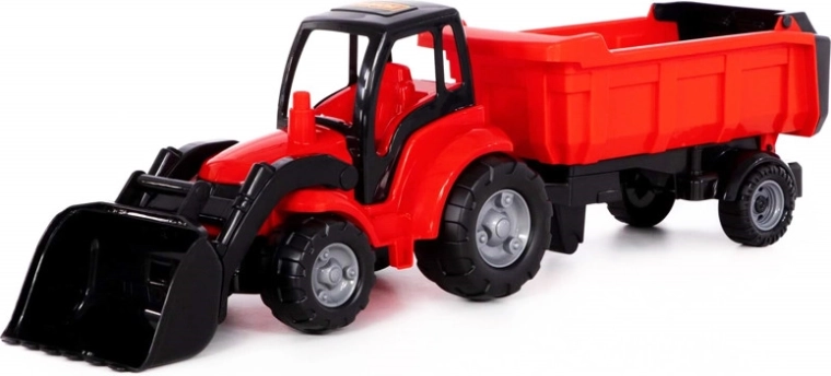 Tractor con cargador frontal y remolque basculante