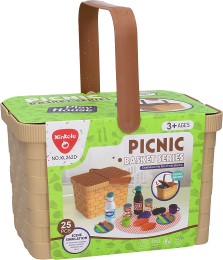 Cesta de picnic con vajilla y alimentos de 23 cm