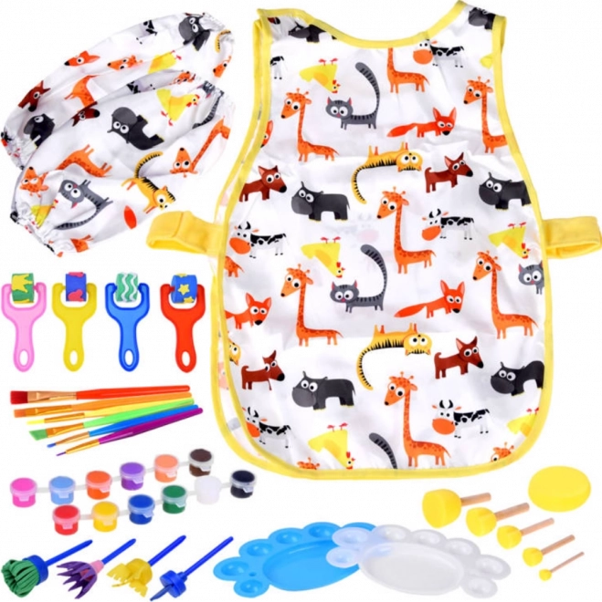 Set de pintura para niños con delantal colorido