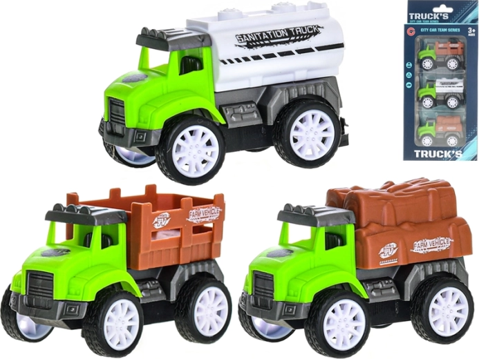 Vehículos de granja con retroceso 7,5 cm – set de 3 piezas