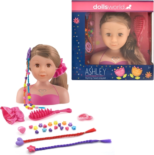 Dolls World cabeza para peinar Ashley morena 21 cm