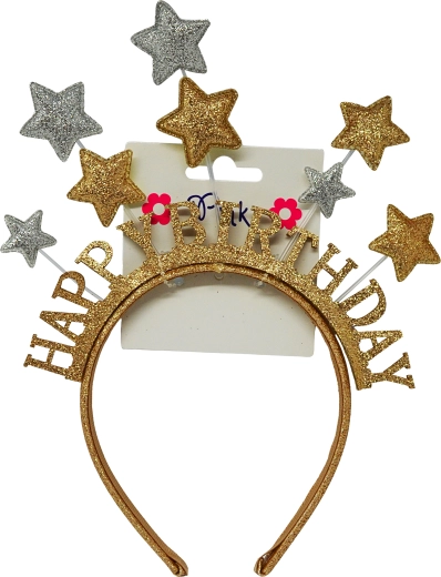 Diadema Happy Birthday con estrellitas