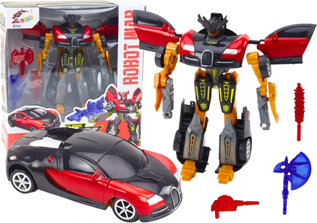 Robot coche rojo 2 en 1 con accesorios