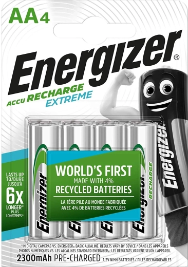 Baterías recargables Energizer Extreme AA HR6 2300 mAh, 4 uds
