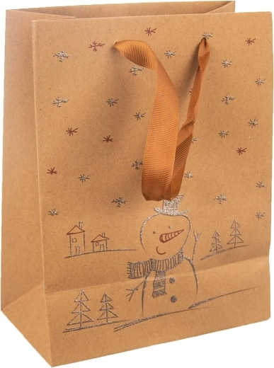 Bolsa de regalo de papel con muñeco de nieve 18 × 10 × 23 cm