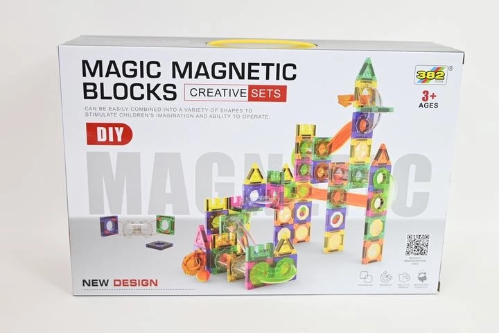 Juego de construcción magnético – pista de canicas de 126 piezas