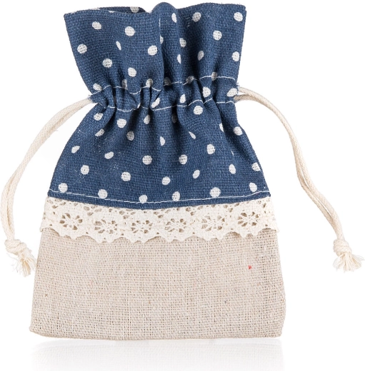 Bolsa decorativa de algodón con lunares 10 × 13 cm