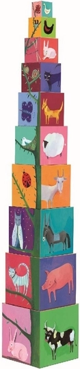 Torre de cubos con motivos de naturaleza y animales