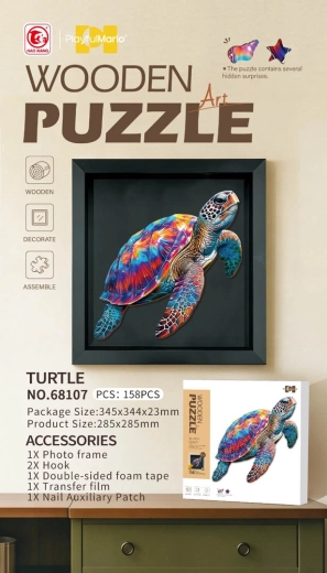 Puzzle de madera de tortuga, 158 piezas