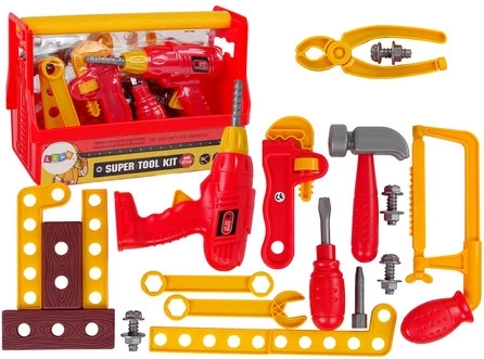 Set de herramientas infantil con maletín, taladro y alicates – rojo