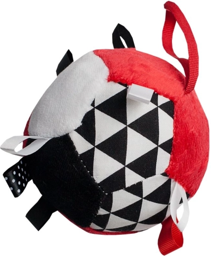 Pelota blanda de alto contraste con etiquetas y sonajero para bebés