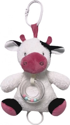 Cajita musical Vaquita blanca-burdeos 18 cm