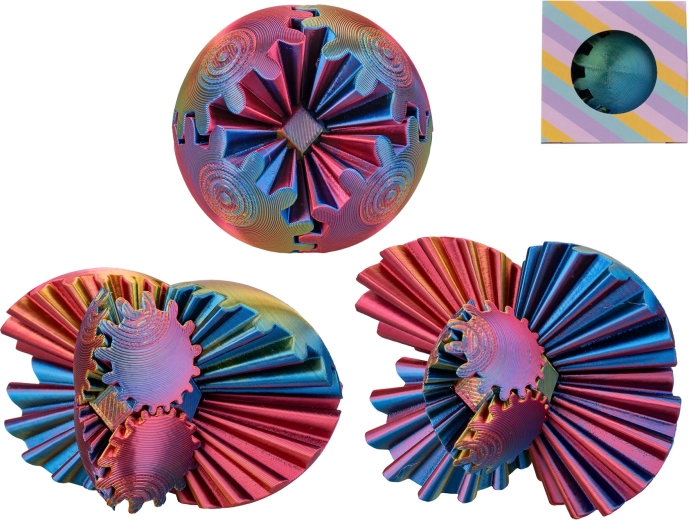 Rompecabezas transformable antiestrés 3 en 1 impreso en 3D, 6 cm - 1 unidad