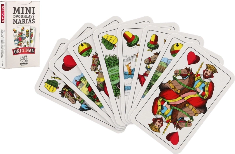 Cartas mini de mariáš de doble cabeza