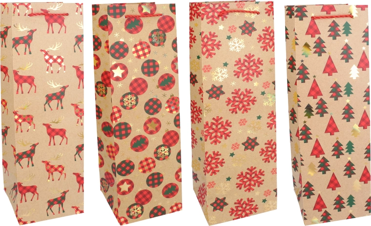 Bolsa de regalo navideña para botella M 11 × 38 × 11 cm - 1 unidad