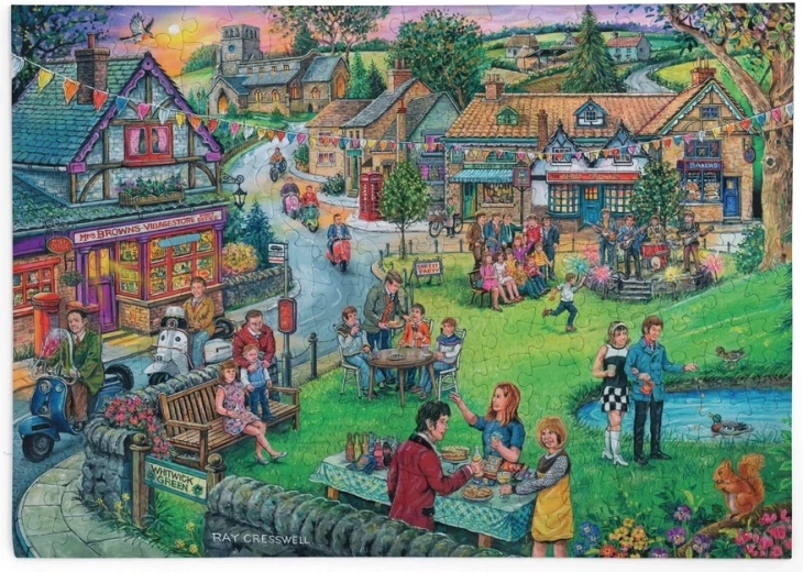 Puzzle House of Puzzles Fiesta de pueblo al estilo de los años sesenta, 250 piezas grandes