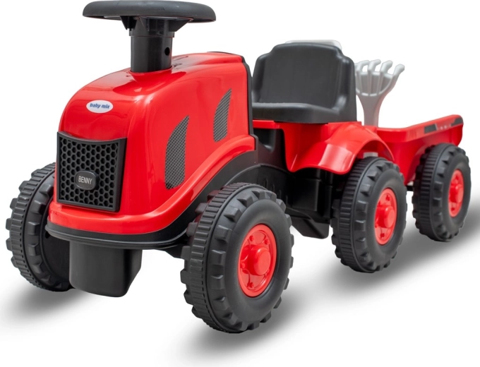 Correpasillos infantil tractor con remolque y herramientas Baby Mix Benny – rojo