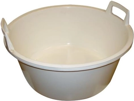 Barreño de plástico de 56 cm con asas, blanco, 40 l