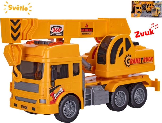 Grúa de construcción con luz y sonido con propulsión por inercia 27 cm