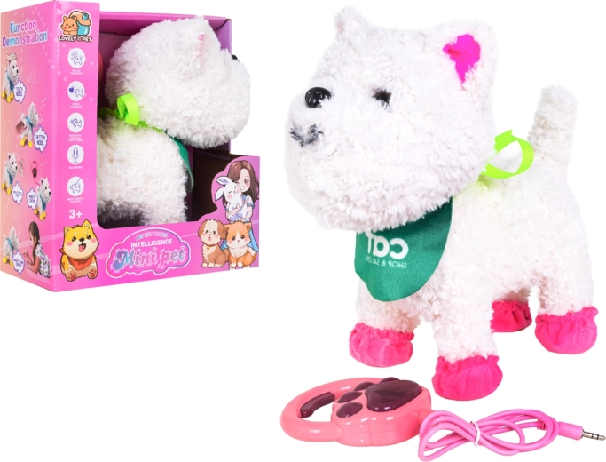 Perrito blanco interactivo con control y función de grabación y repetición - 1 pieza
