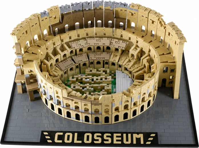 Modelo monumental del Coliseo sobre una base de exhibición