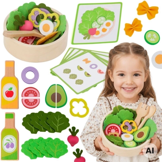 Viga set de madera para preparar ensalada 18m+
